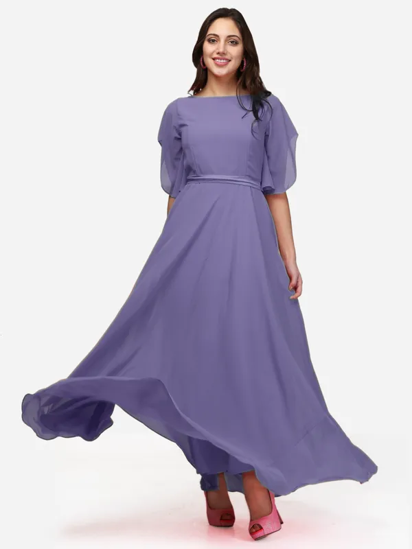 Lavender_Solid_Gown_For_Women