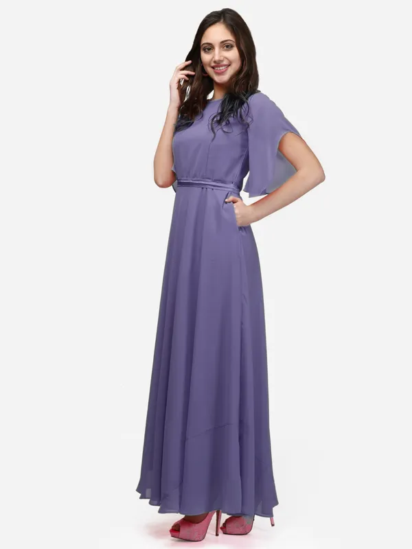 Lavender_Solid_Gown_For_Women