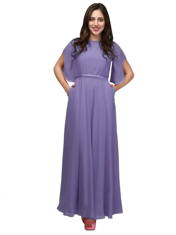Lavender_Solid_Gown_For_Women