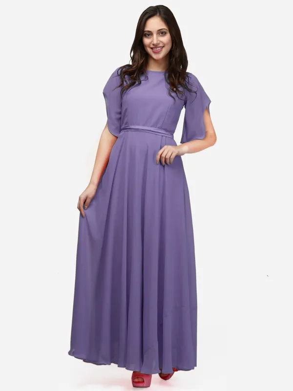 Lavender_Solid_Gown_For_Women