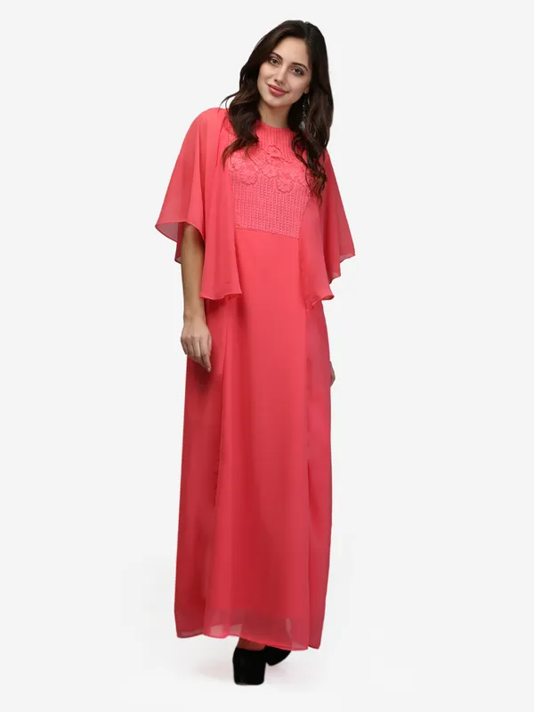 Light_Pastle_Pink_Cape_Sleeves_Lace_A-Line_Long_Party_Wear_Maxi_Dress_For_Women