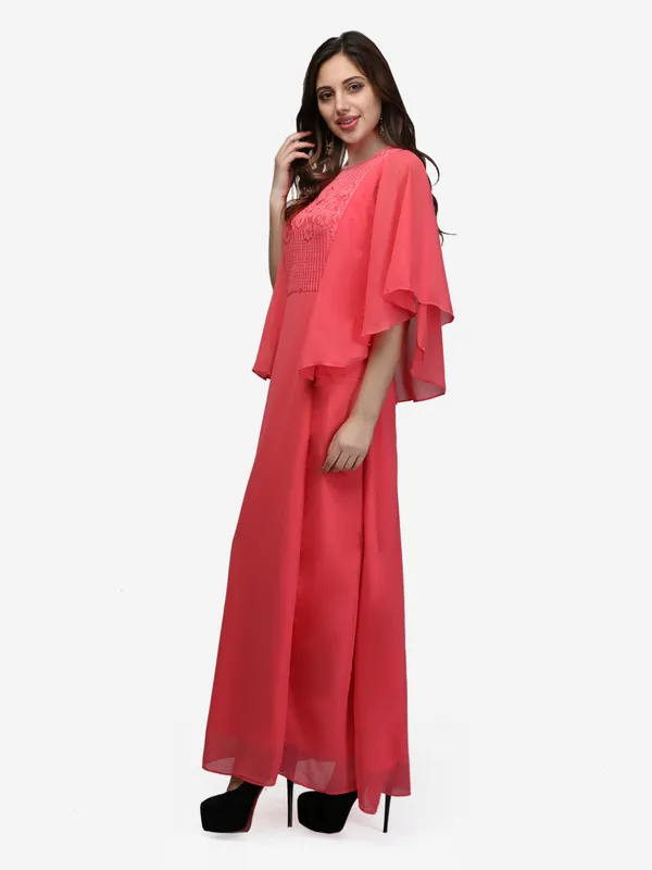 Light_Pastle_Pink_Cape_Sleeves_Lace_A-Line_Long_Party_Wear_Maxi_Dress_For_Women