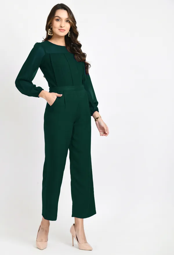 V&M_Green_Pleated_Full_Sleeves_Basic_Jumpsuit