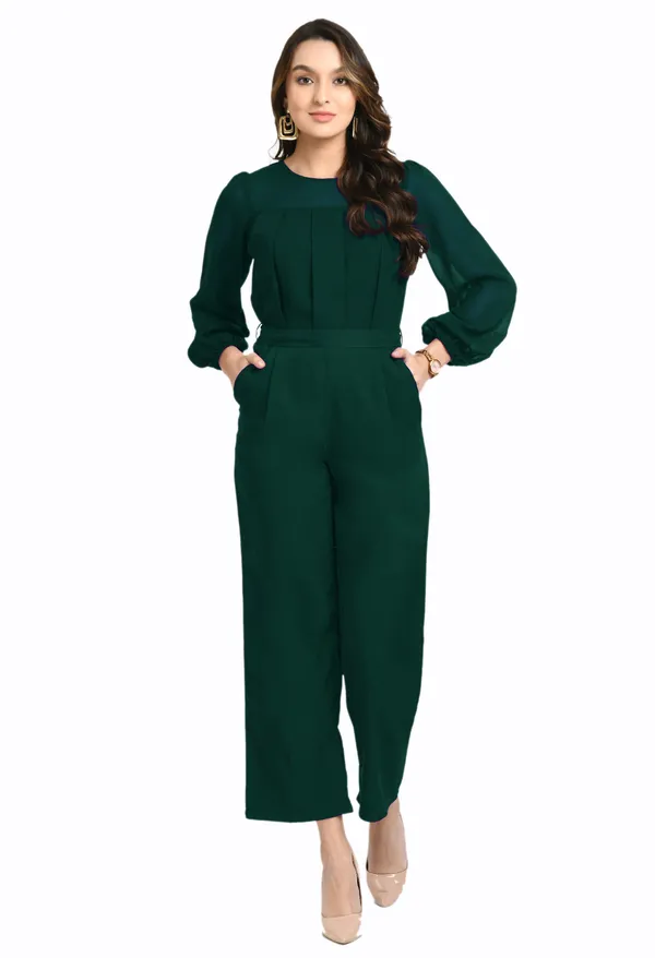 V&M_Green_Pleated_Full_Sleeves_Basic_Jumpsuit