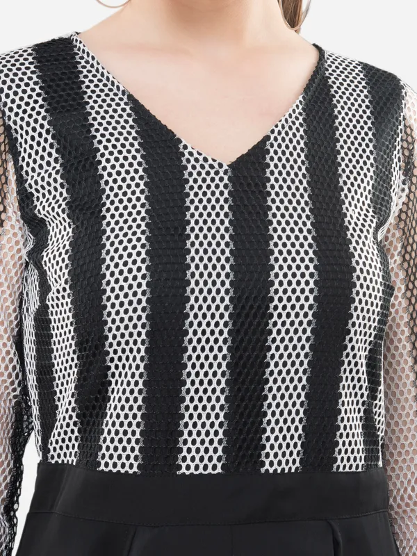 Black_And_White_Women'S_Latest_Designer_Fusion_Lace_Layered_Jumpsuit_Come_Maxi_Party_Wear_Dress