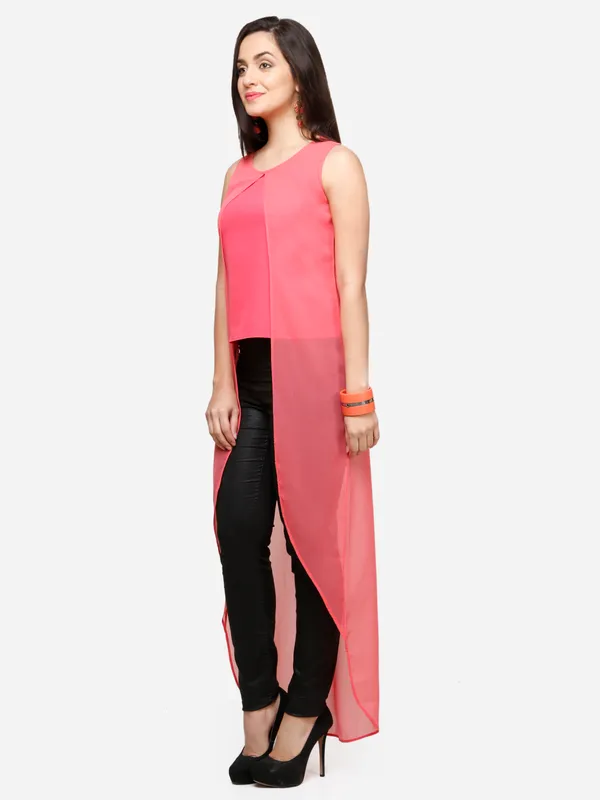 Pink_High_Low_Sleeveless_Round_Neck_Classy_Maxi_Top_For_Women