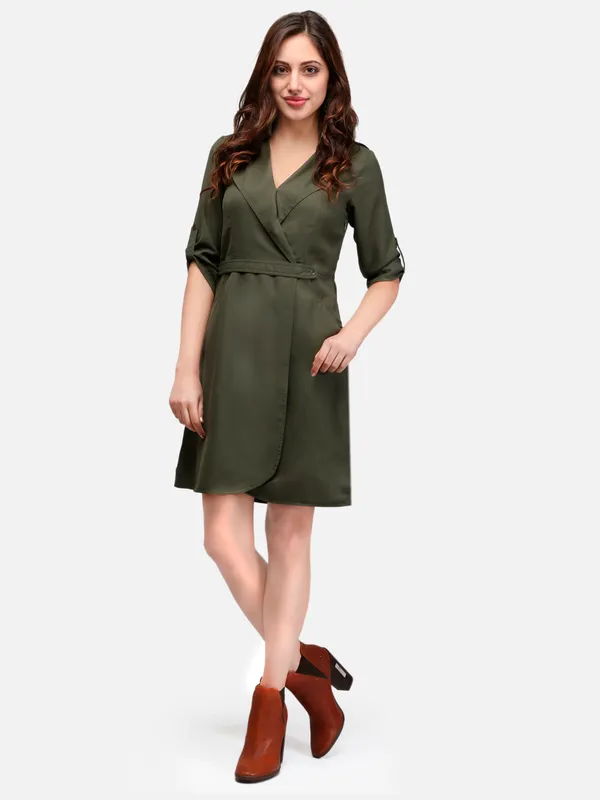 Olive_Green_Lapel_Collar_Two_Front_Pockets_Day_To_Night_Out_Classy_Wrap_Dress
