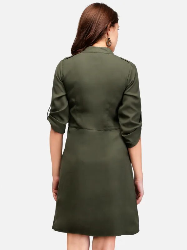 Olive_Green_Lapel_Collar_Two_Front_Pockets_Day_To_Night_Out_Classy_Wrap_Dress