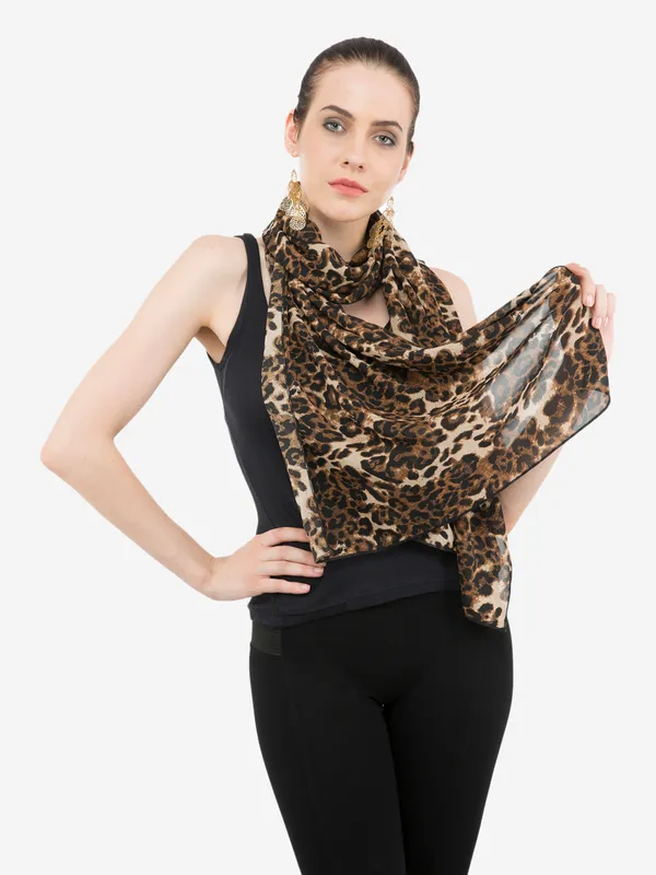 Brown_Animal_Printed_Scarf_For_Women