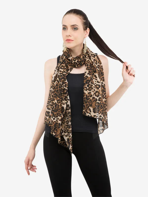 Brown_Animal_Printed_Scarf_For_Women