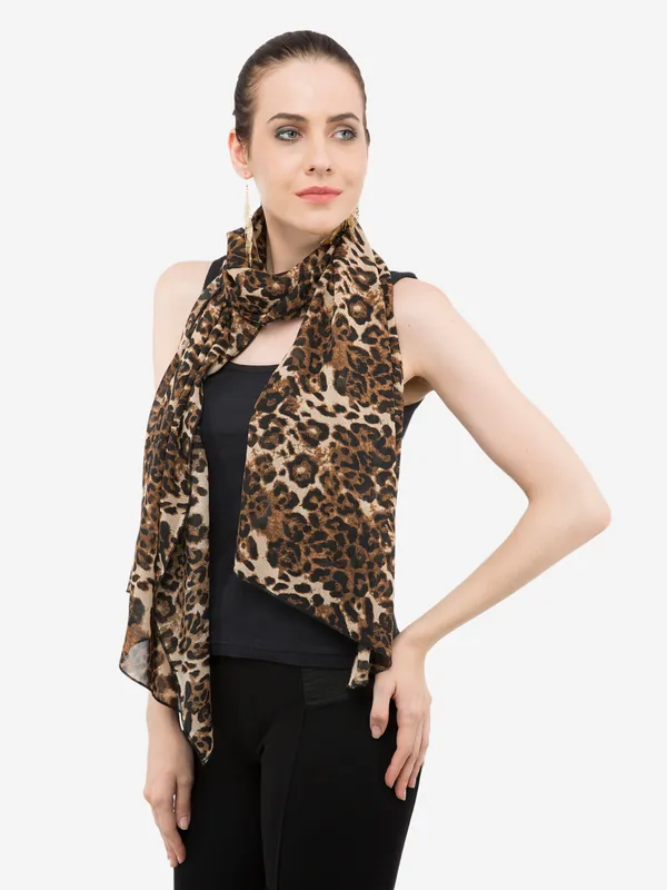 Brown_Animal_Printed_Scarf_For_Women