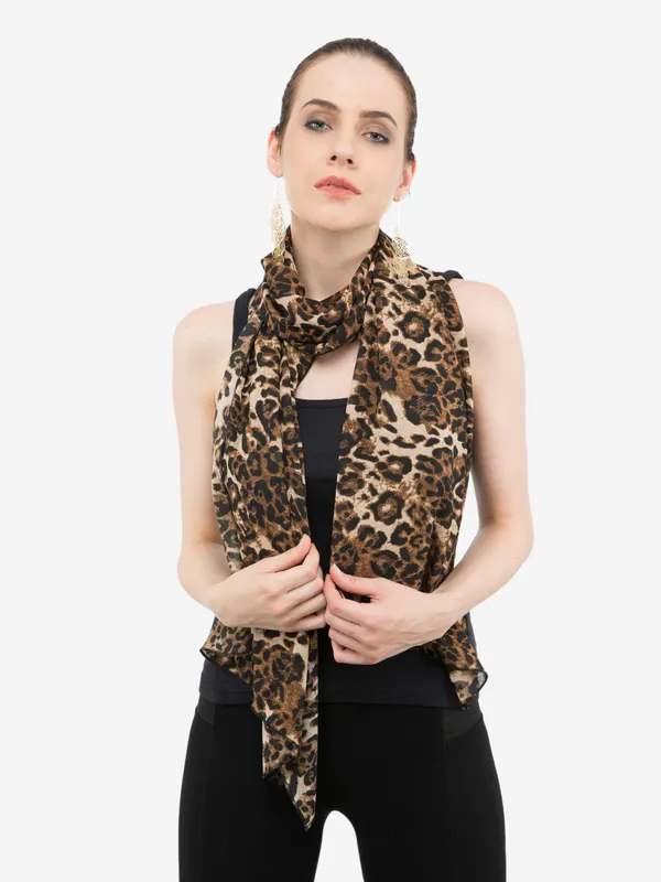 Brown_Animal_Printed_Scarf_For_Women
