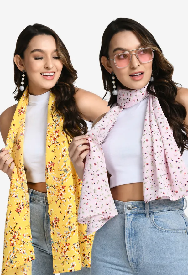 V&M_Women_Yellow_and_Pink_Scarf_Combo