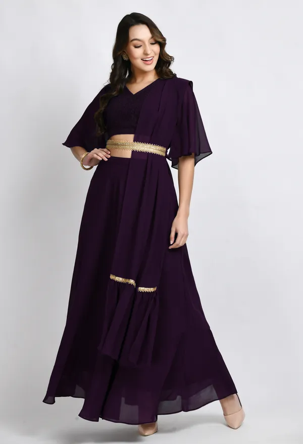 V&M_Purple_Blouse_and_Skirt_Set_Comes_with_Embelished_Belt_and_Duptta