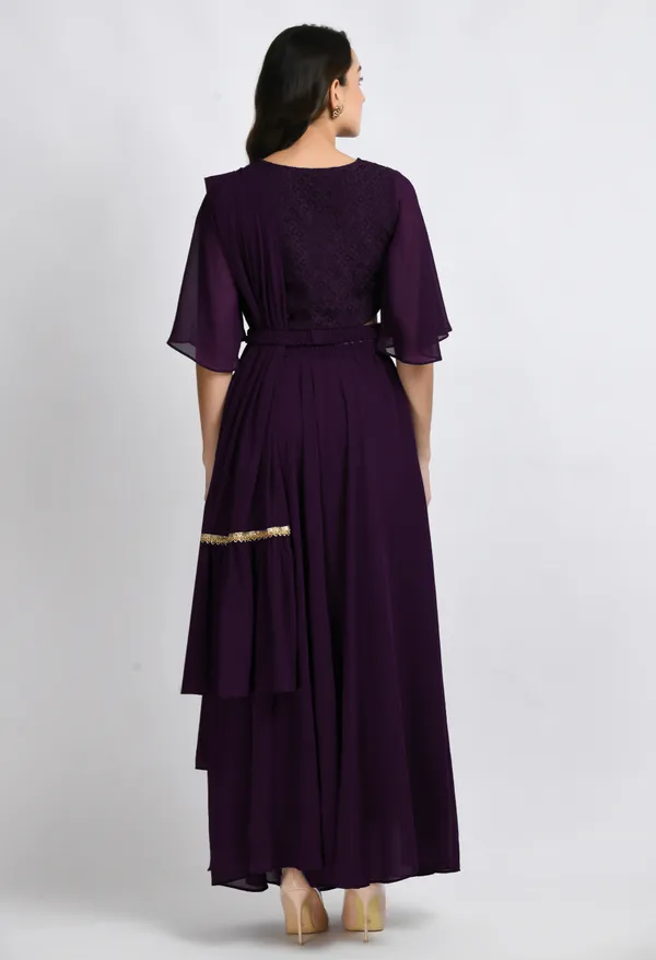 V&M_Purple_Blouse_and_Skirt_Set_Comes_with_Embelished_Belt_and_Duptta