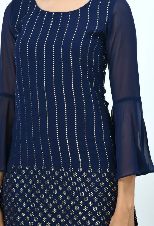 Blue_Embroidered_Mukaish_Kurta_With_Sharara_&_Dupatta