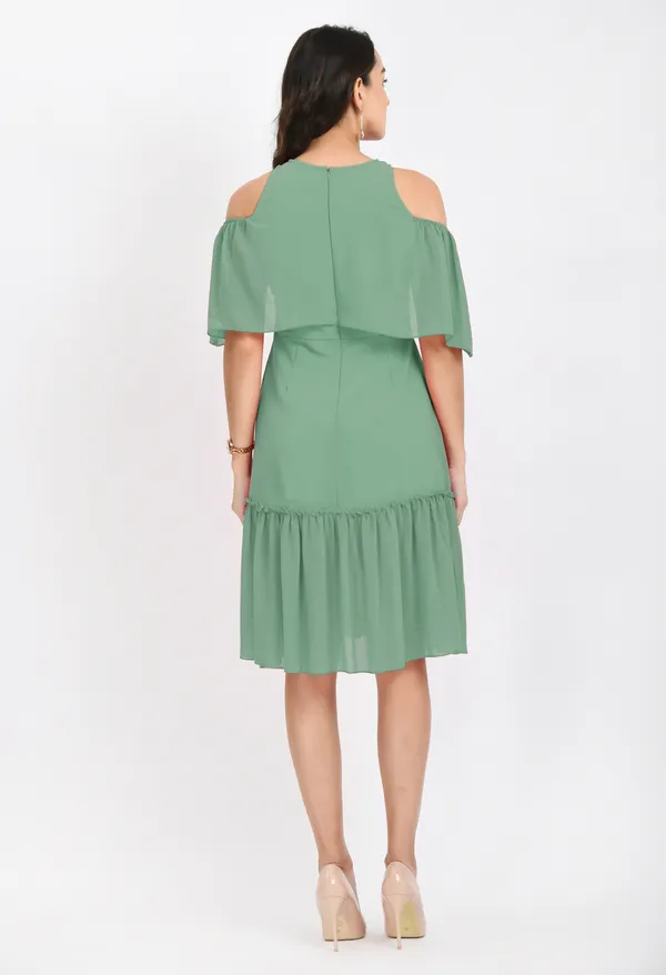 V&M_Sea_Green_Frill_Midi_dress_For_women