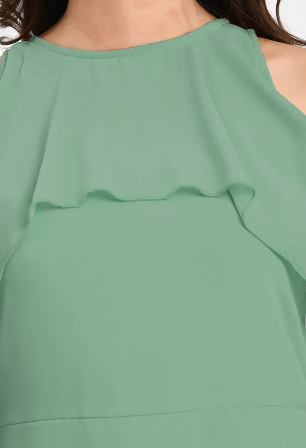 V&M_Sea_Green_Frill_Midi_dress_For_women