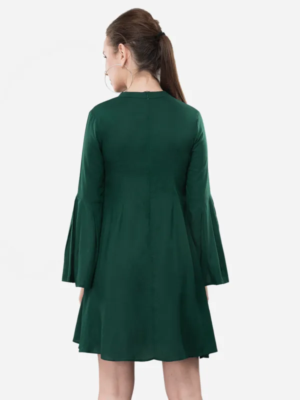 Green_Crepe_A-Line_Dress_For_Women