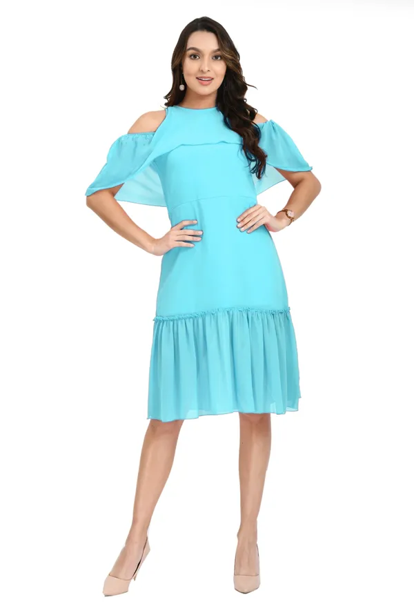 V&M_Sky_Blue_Frill_Midi_dress_For_women