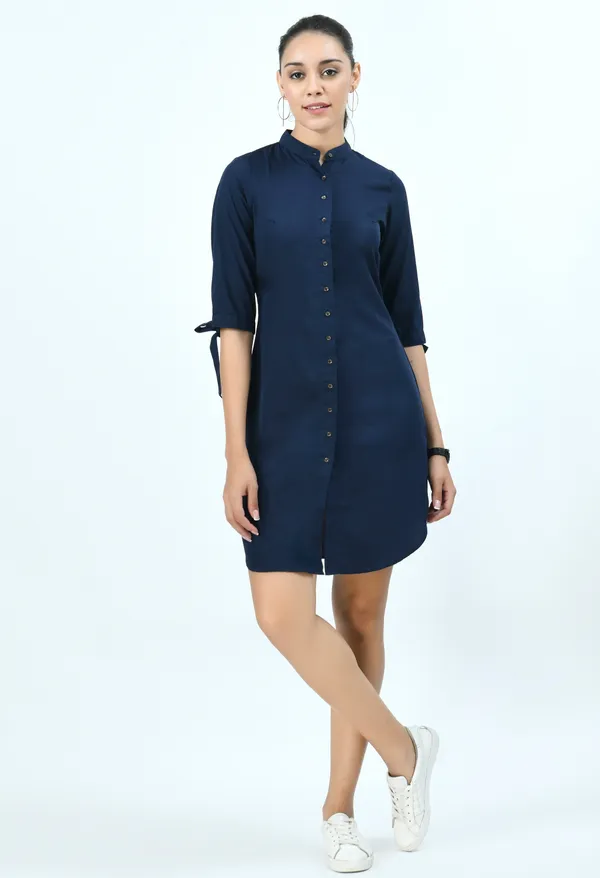 Navy_Blue_Solid_Shirt_Dress_For_Women
