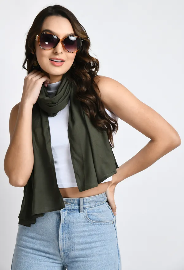 Olive_Green_Rayon_Printed_Scarf_For_Women_&_Girls