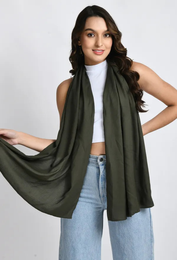 Olive_Green_Rayon_Printed_Scarf_For_Women_&_Girls