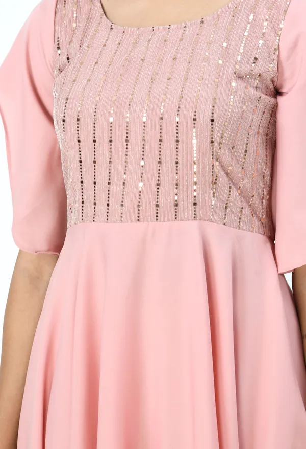 Peach_Embroidered_Sequinned_Kurti_With_Sharara