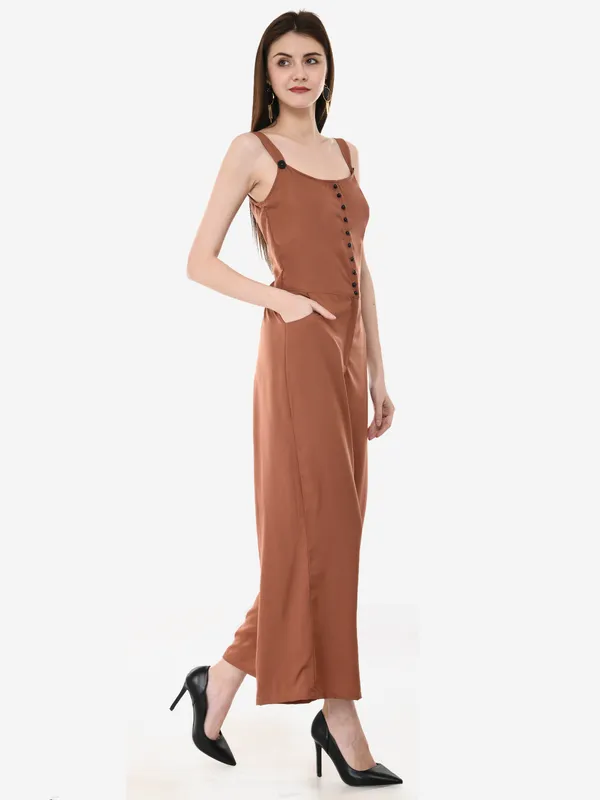 Rust_Crepe_Designer_Front_Button_Open_Shoulder_Strap_Jumpsuit_For_Women