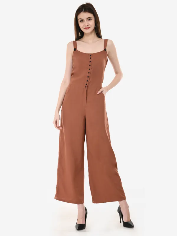 Rust_Crepe_Designer_Front_Button_Open_Shoulder_Strap_Jumpsuit_For_Women