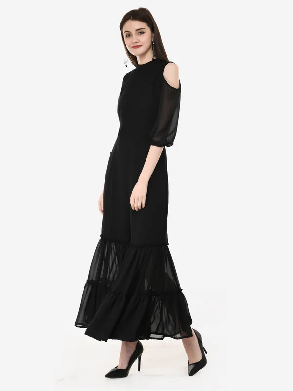 Black_Lace_Cold_Shoulder_Sleeves_Designer_Indo_Western_Fusion_Sharara_Jumpsuit_For_Women