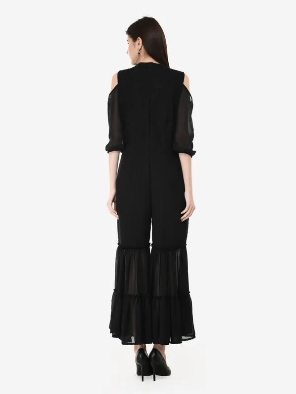Black_Lace_Cold_Shoulder_Sleeves_Designer_Indo_Western_Fusion_Sharara_Jumpsuit_For_Women
