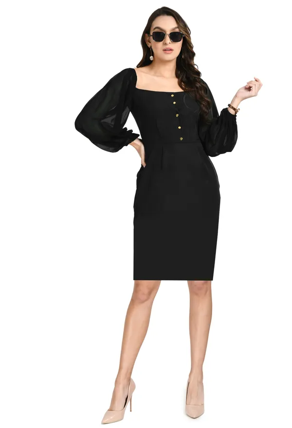 V&M_Black_Front_button_full_Sleeve_Shift_Dress_For_Women