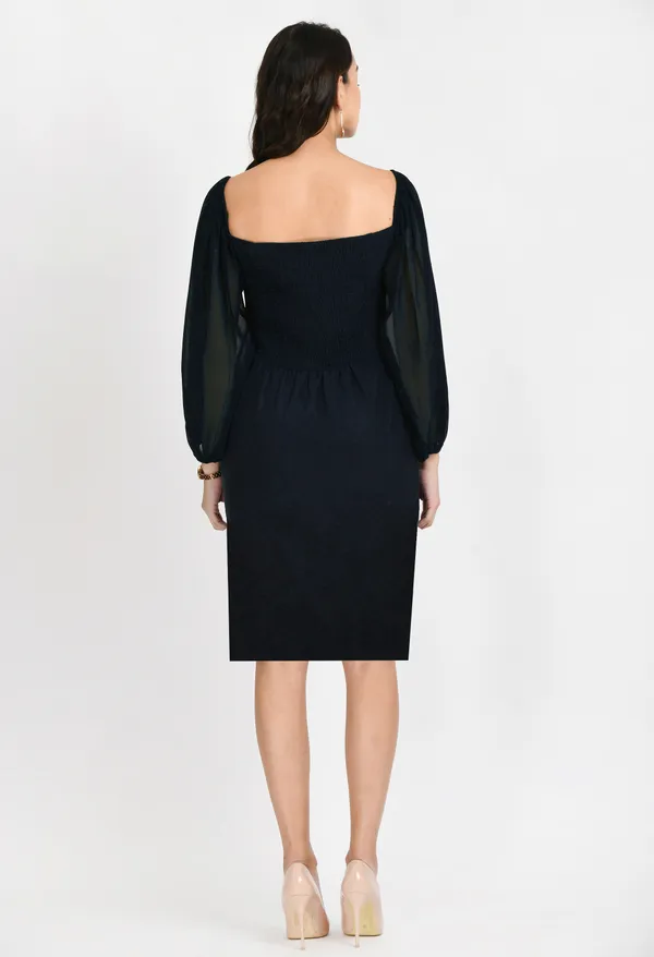 V&M_Black_Front_button_full_Sleeve_Shift_Dress_For_Women