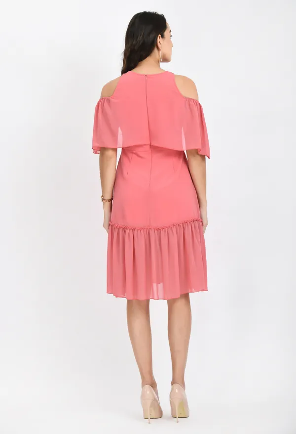 Pink_Georgette_Cold-Shoulder_A-Line_Dress