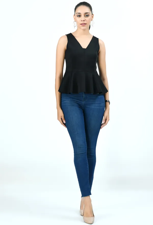 Black_Solid_Lycra_Peplum_Top_For_Women