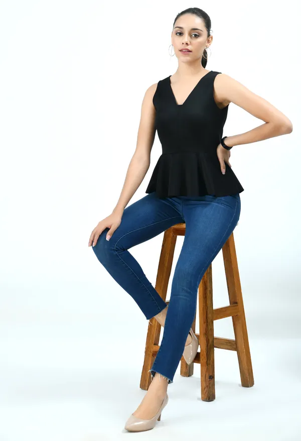 Black_Solid_Lycra_Peplum_Top_For_Women