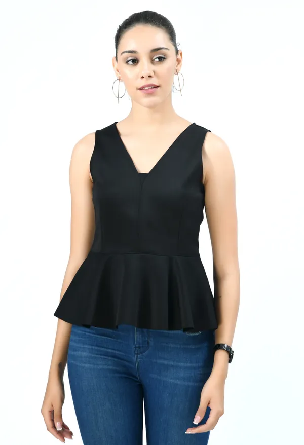 Black_Solid_Lycra_Peplum_Top_For_Women