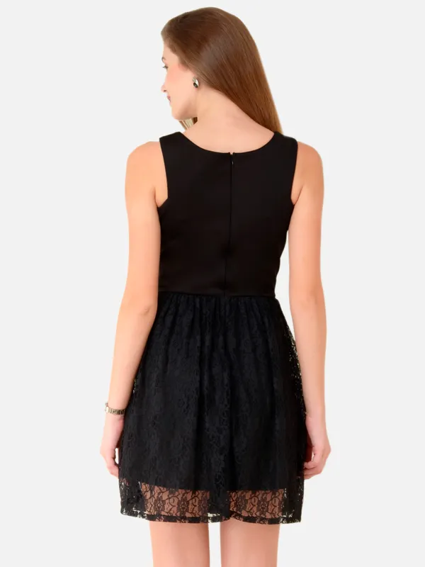 Black_Designer_Lace_Fit_&_Flare_Cut_Out_Short_Dress_For_Women_With_One_Pocket