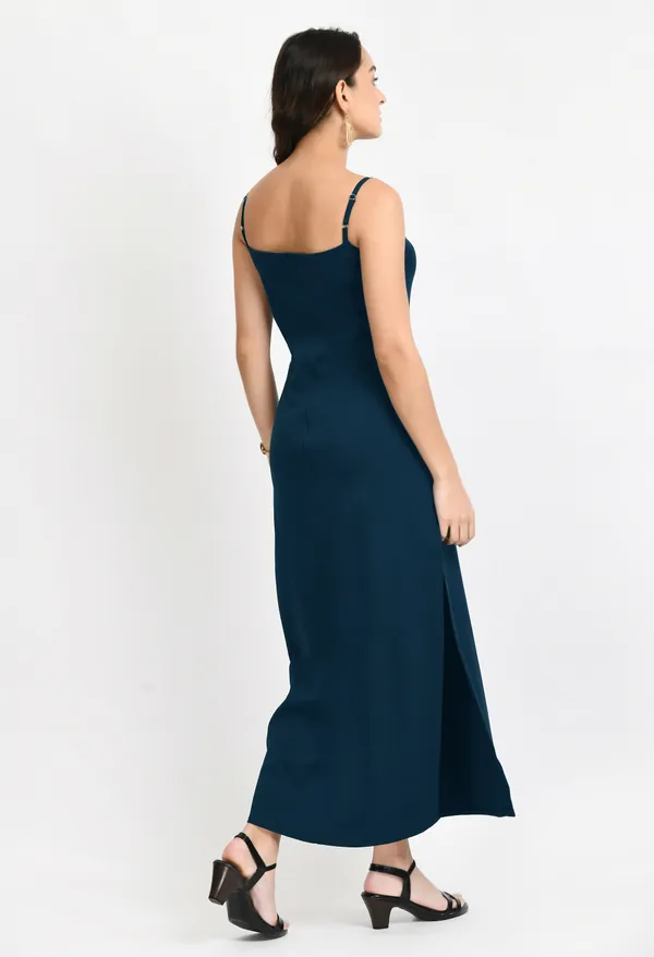 V&M_Teal_Blue_Side_Slit_Maxi_Dress_For_Women