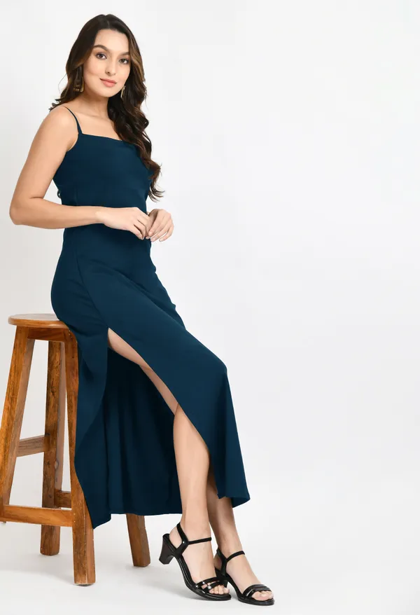 V&M_Teal_Blue_Side_Slit_Maxi_Dress_For_Women
