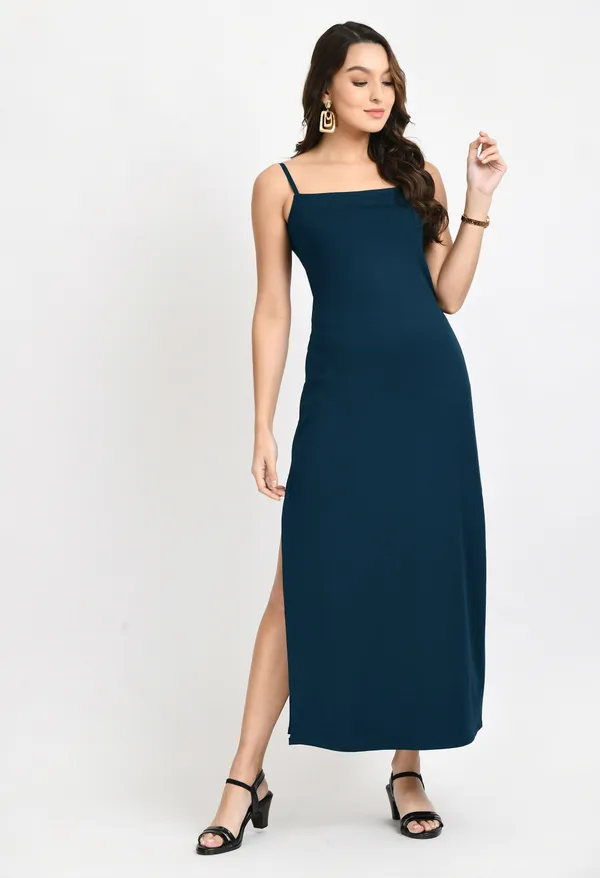 V&M_Teal_Blue_Side_Slit_Maxi_Dress_For_Women