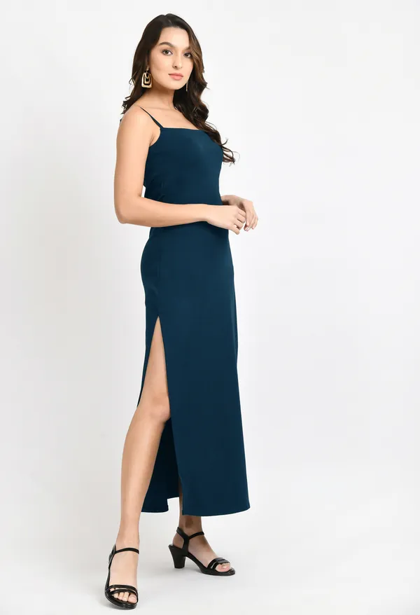 V&M_Teal_Blue_Side_Slit_Maxi_Dress_For_Women