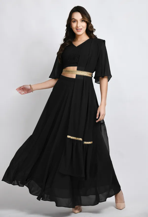 V&M_Black_Blouse_and_Skirt_Set_Comes_with_Embelished_Belt_and_Duptta