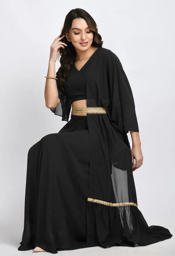 V&M_Black_Blouse_and_Skirt_Set_Comes_with_Embelished_Belt_and_Duptta