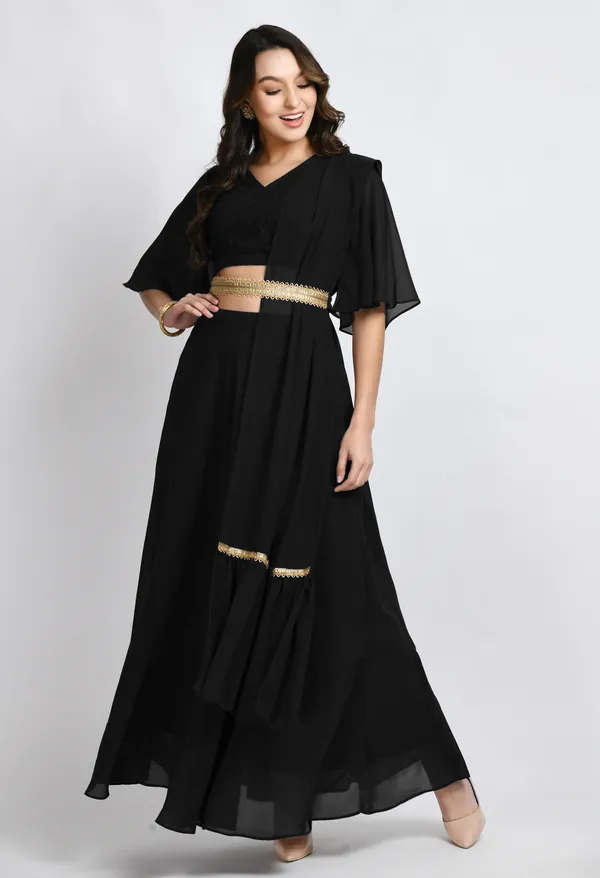 V&M_Black_Blouse_and_Skirt_Set_Comes_with_Embelished_Belt_and_Duptta