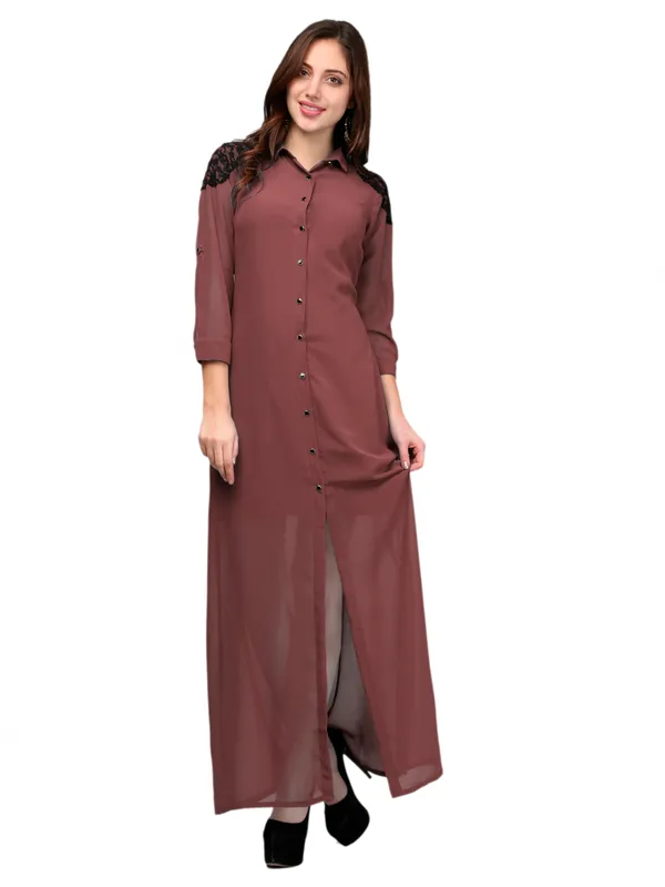 Rust_Georgette_Full_Length_Shirt_Maxi_Dress_For_Women