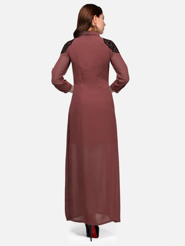 Rust_Georgette_Full_Length_Shirt_Maxi_Dress_For_Women