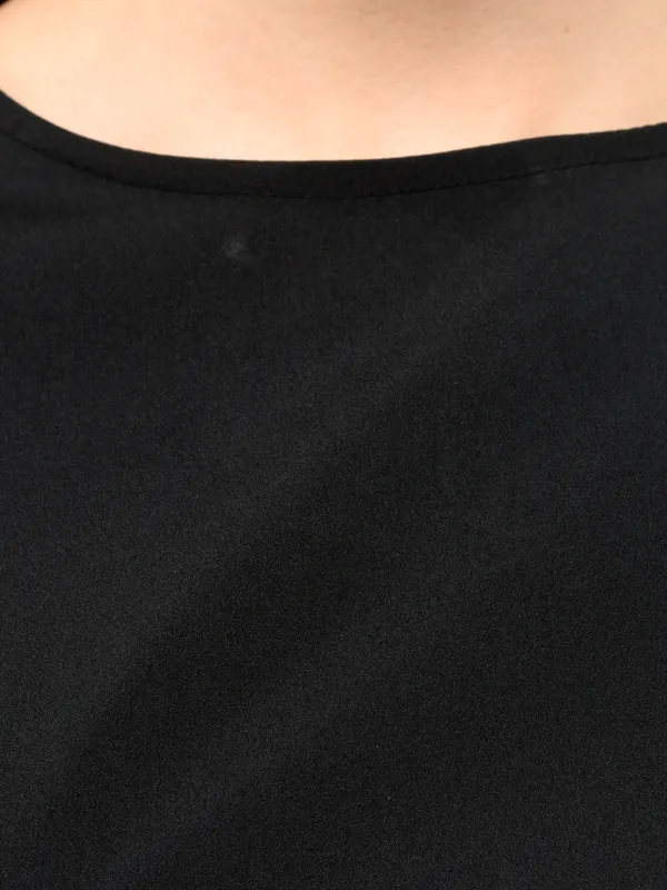 Black_3/4_Frill_Sleeves_Regular_Fit_Top_For_Women