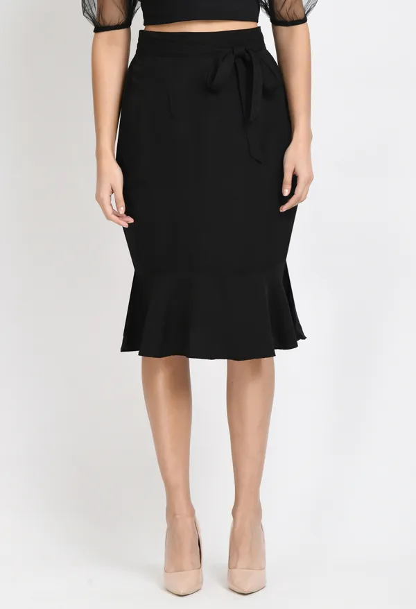 Black_Solid_Peplum_Skirt_For_Women